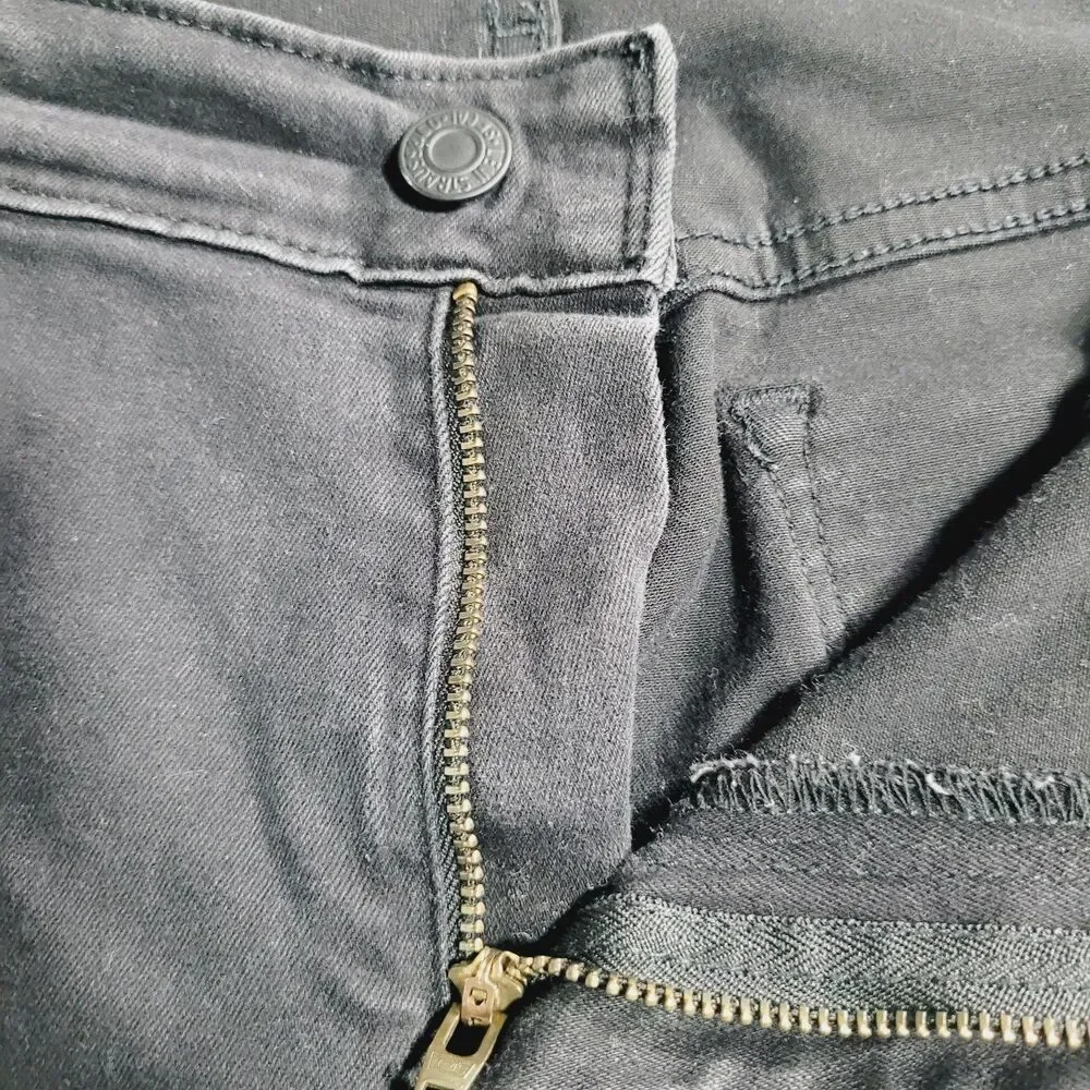 Levi's 711 Skinny Jeans Womens 16W Black Dark Wash Mid Rise Stretch Denim - Picture 9 of 16